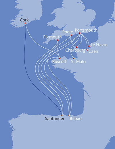 Cork - Santander map