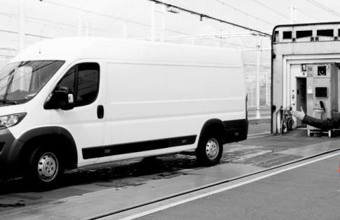 Van boarding Eurotunnel shuttle